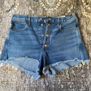 rag & bone Button-Front Blue Denim Cutoff Shorts